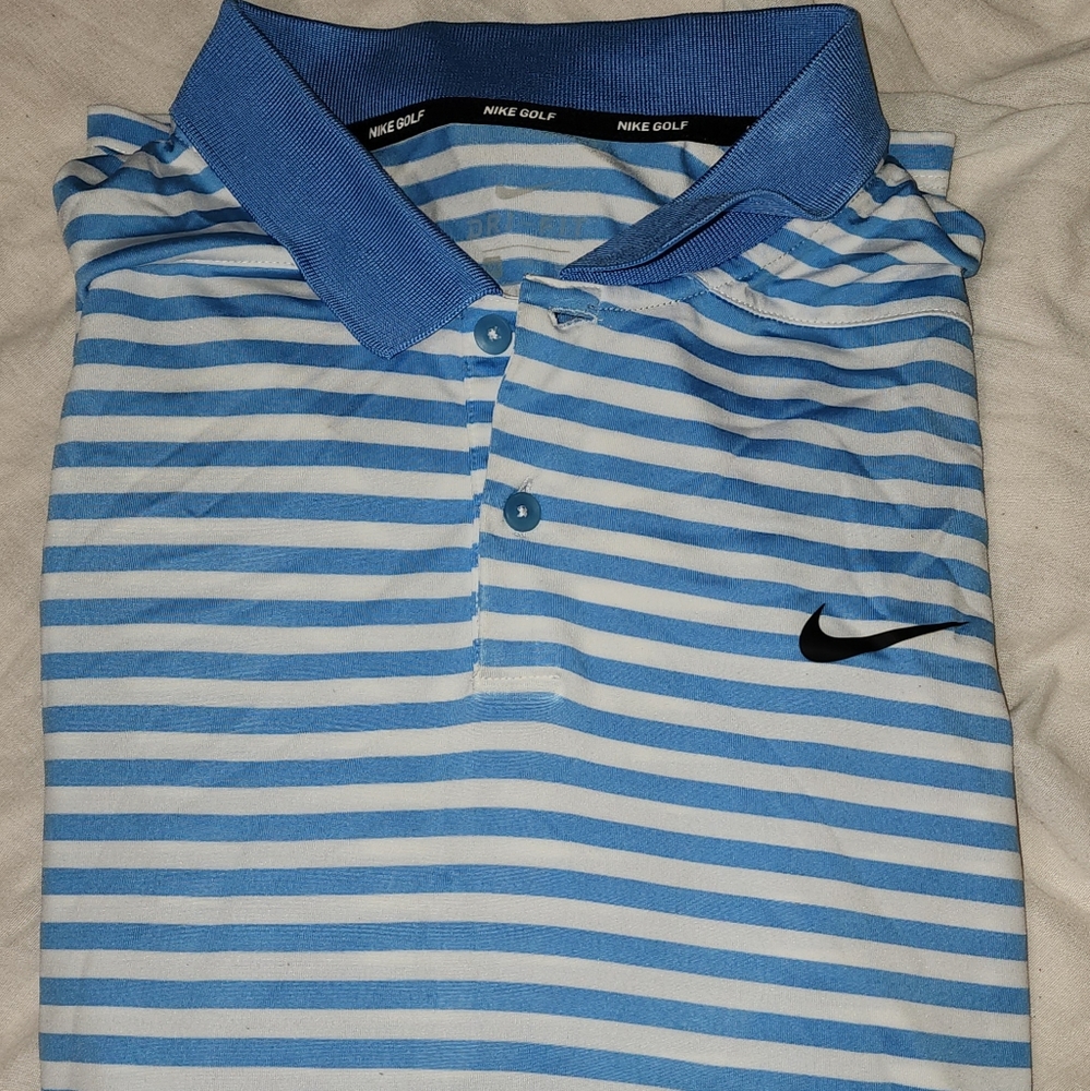 Nike Golf XXL Dri Fit Blue  Stripe Polo Shirt